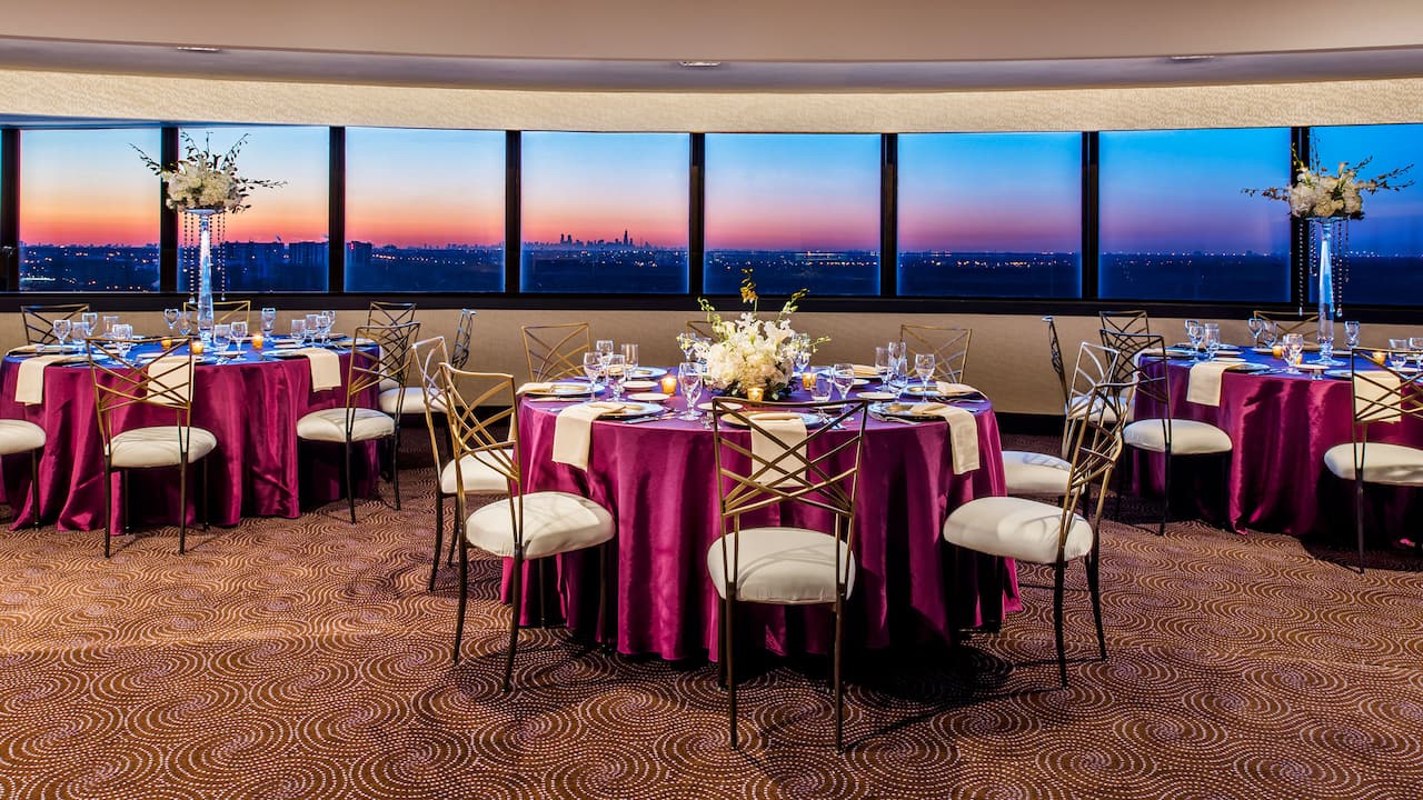 Spacious wedding venue with a view of Rosemont, IL