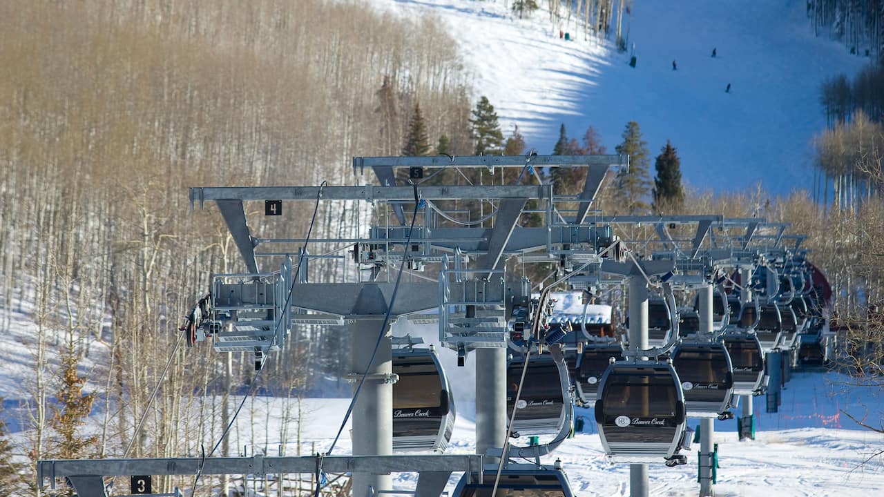 Ski lifts in the winter