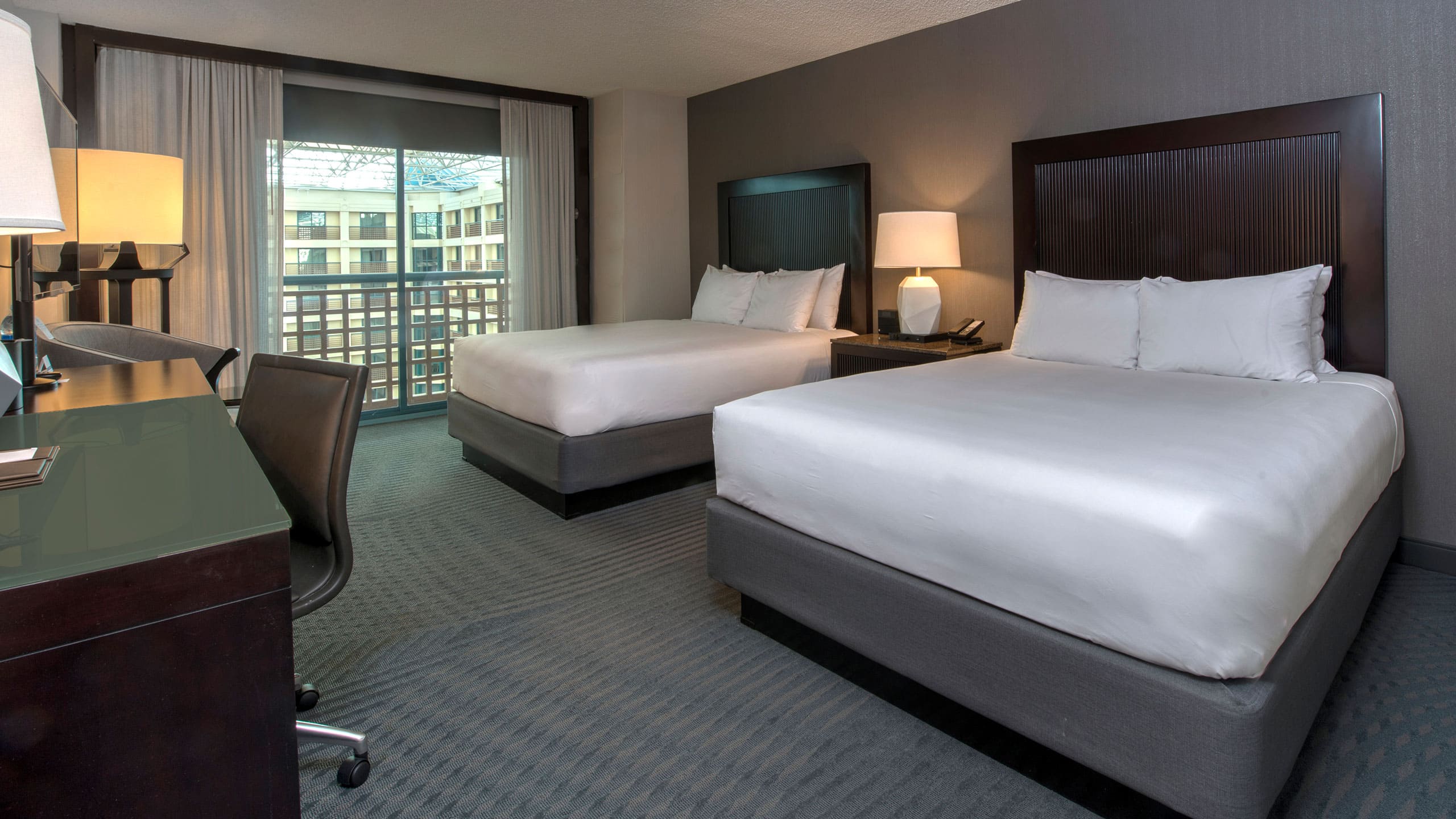 Two queen-sized beds in hotel room