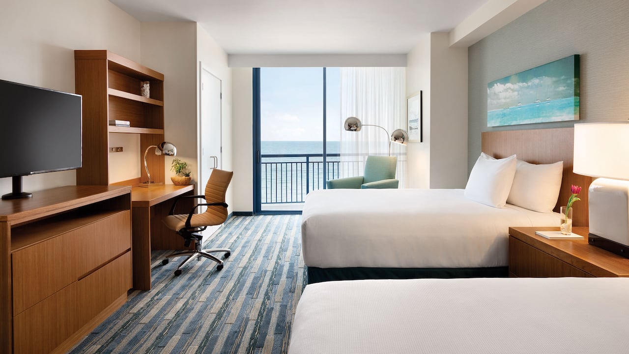 Oceanfront one bedroom suite with two queen beds