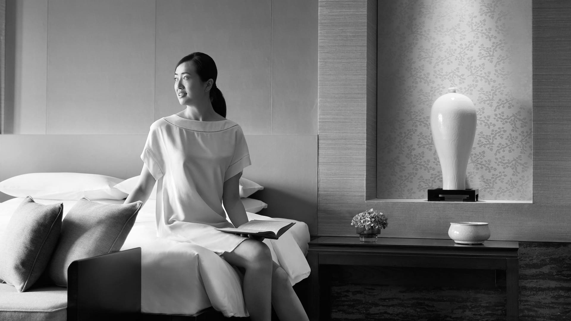 Woman in guestroom