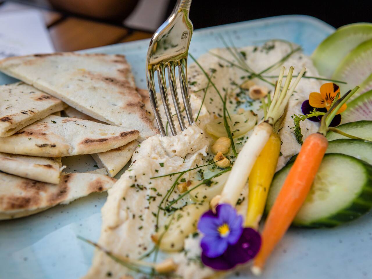 Hummus Plate from Moss + Oak Savannah Eatery at Hyatt Regency Savannah