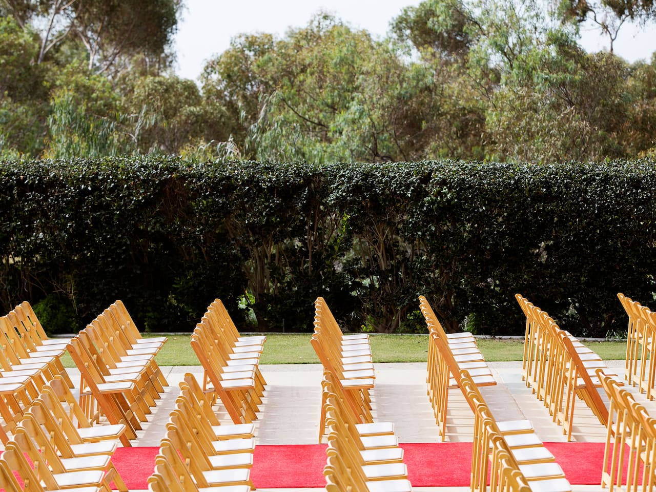 Outdoor wedding ceremony seating in Downtown New Orleans