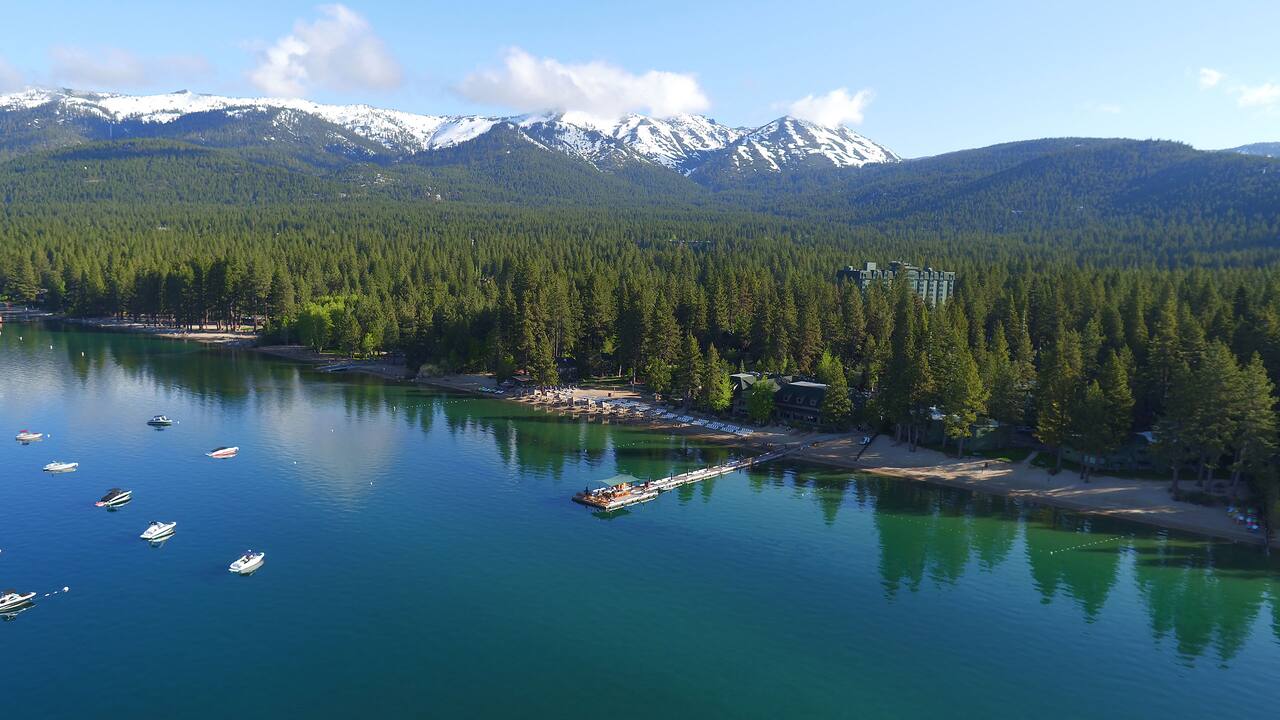 Aerial beach view of Hyatt Regency Lake Tahoe Resort, Spa and Casino