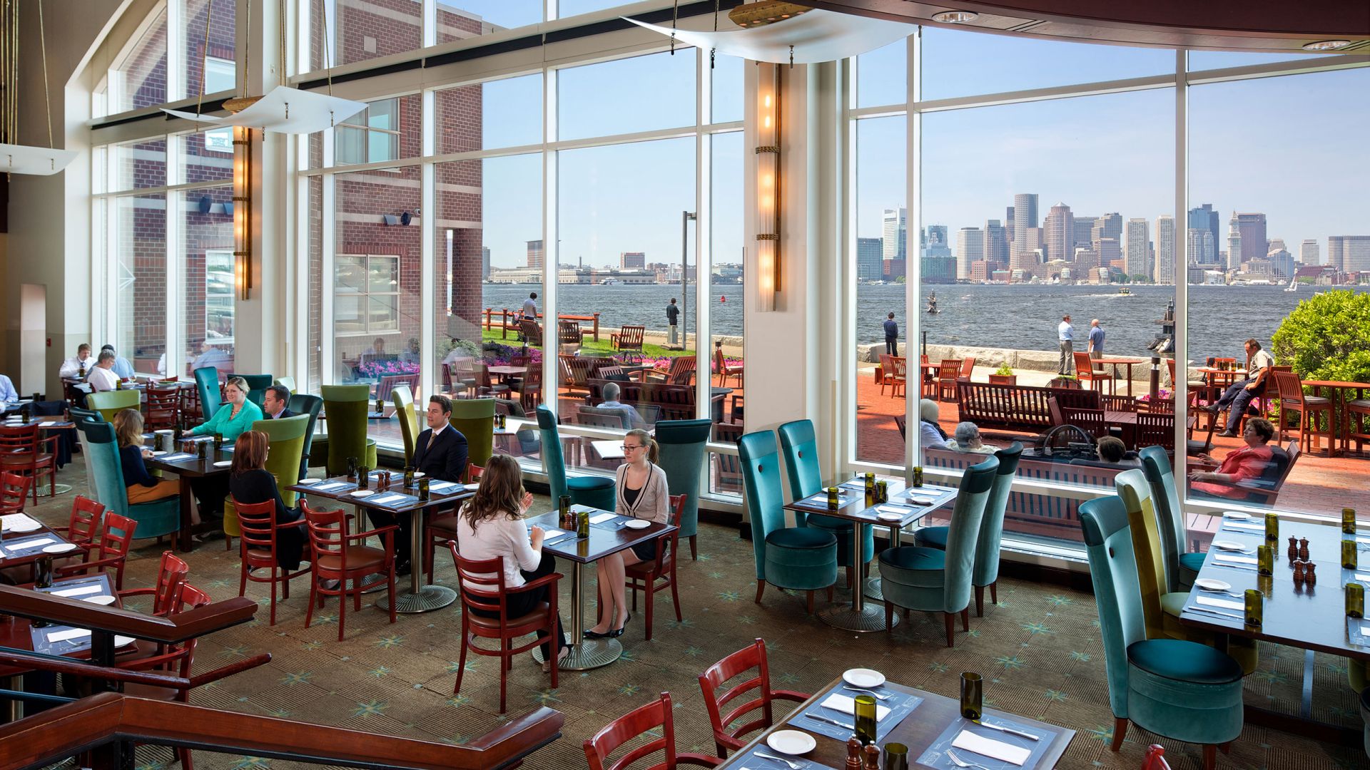 Boston Harbor Restaurants Hyatt Regency Harborside Grill Patio Interior