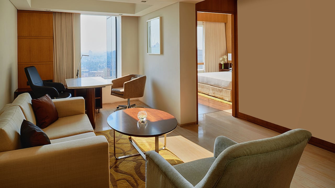 Comfortable lounge in deluxe suite