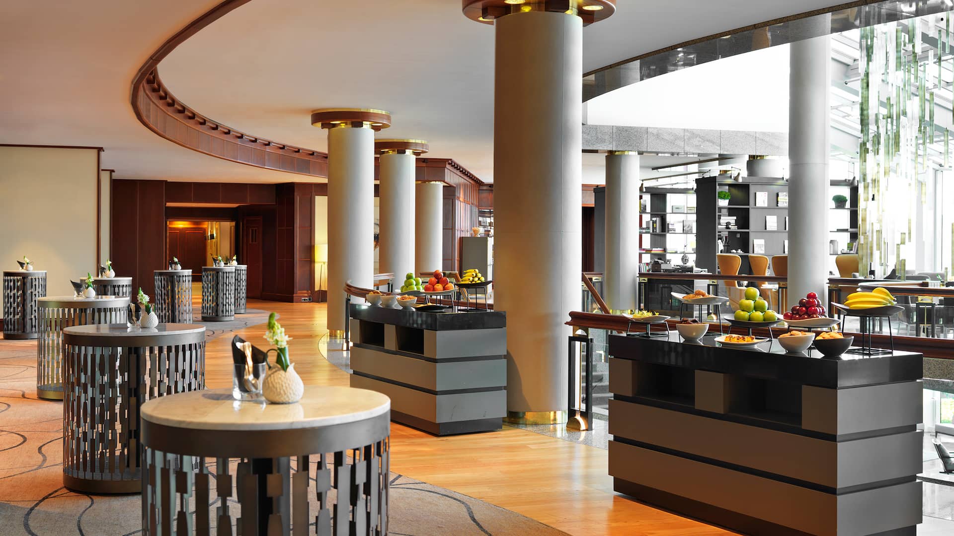 Coffee break setup at the foyer of Hyatt Regency Cologne