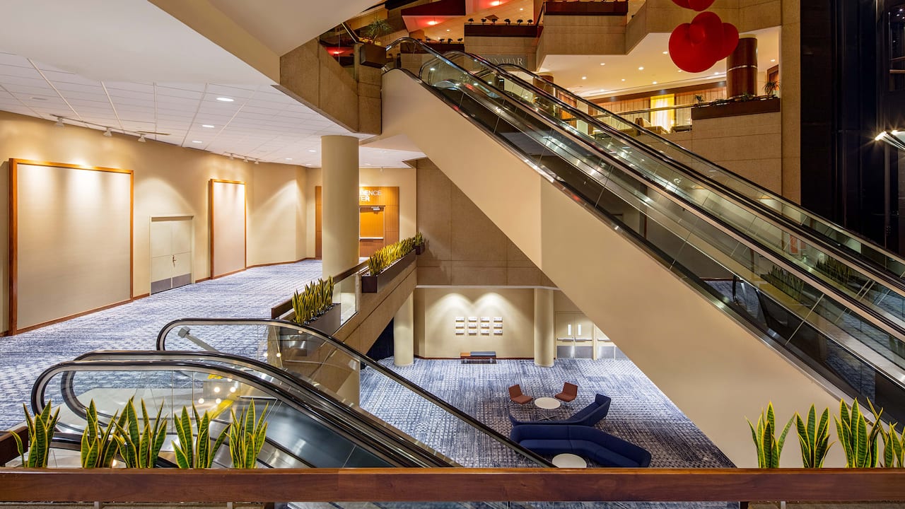 Lobby Atrium view with escalators 