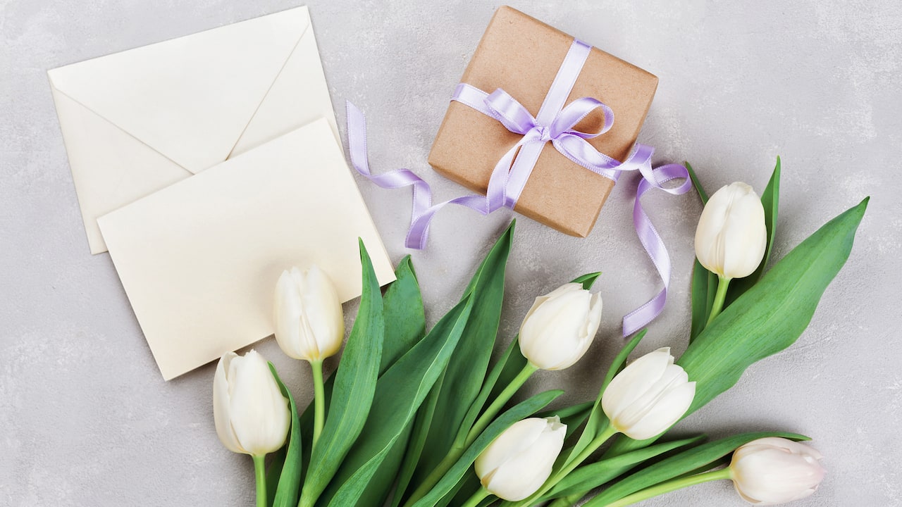 Flowers with gift box