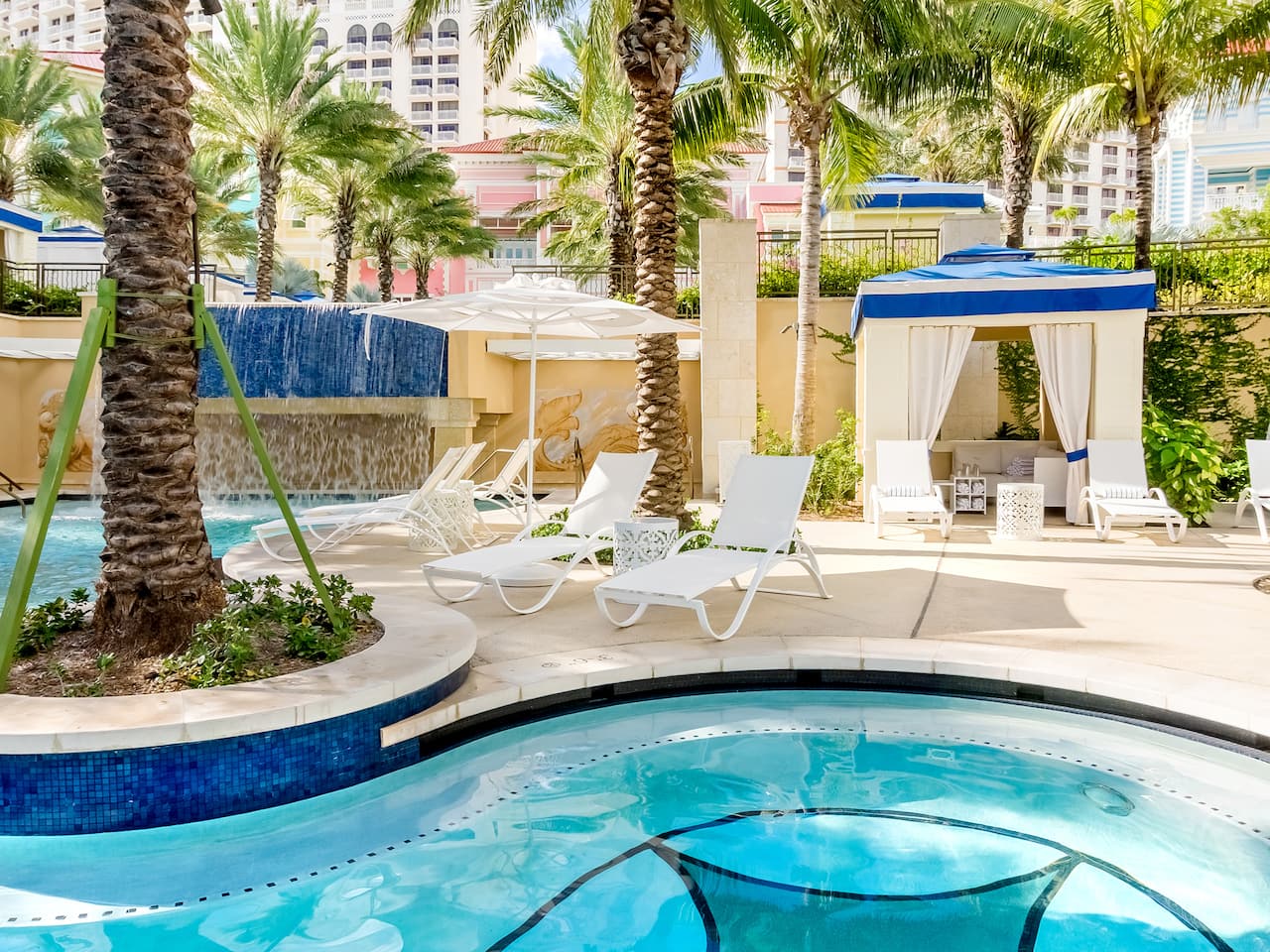 Small pool and lounge area at a Nassau, Bahamas resort