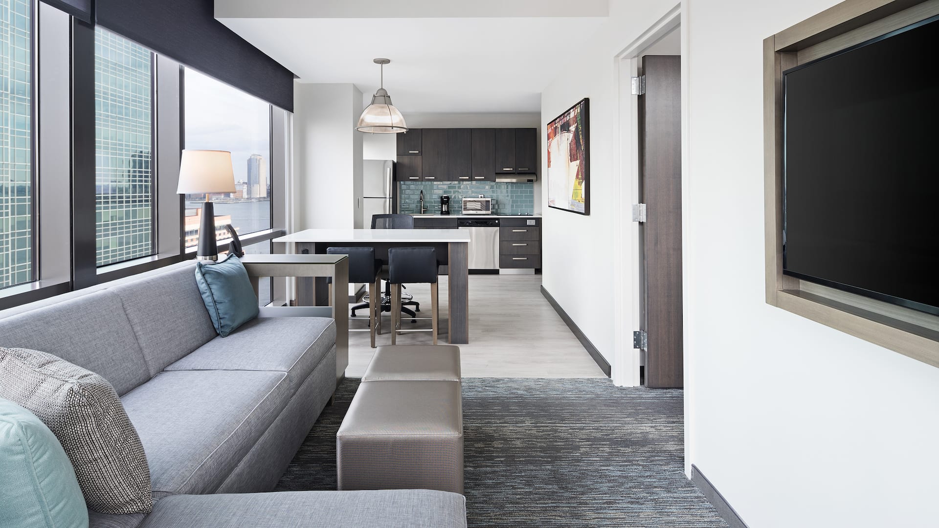 Hyatt House Jersey City King One Bedroom Living Room