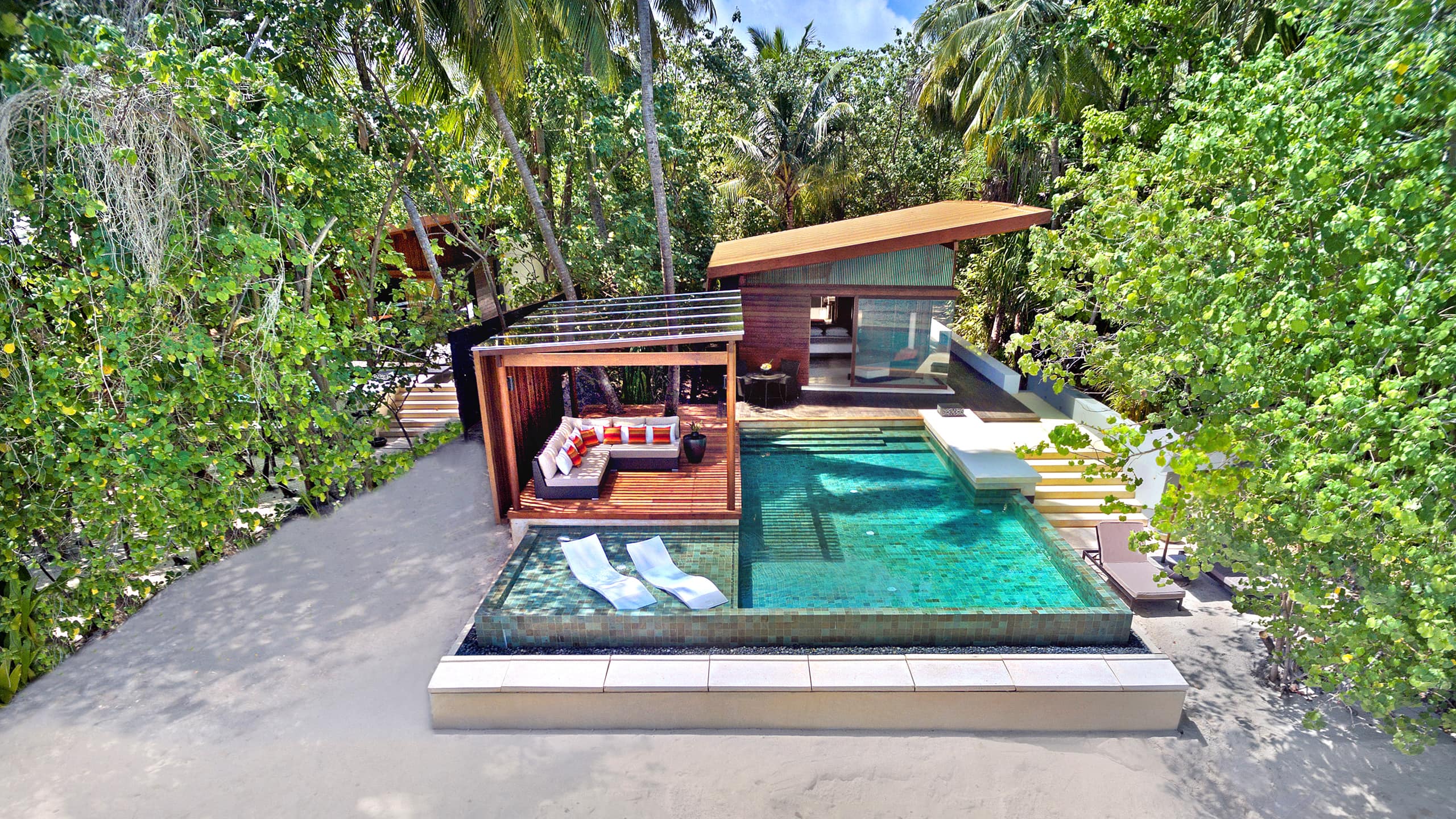 3 of 6 Park Hyatt Maldives Hadahaa Deluxe Park Pool Villa Aerial