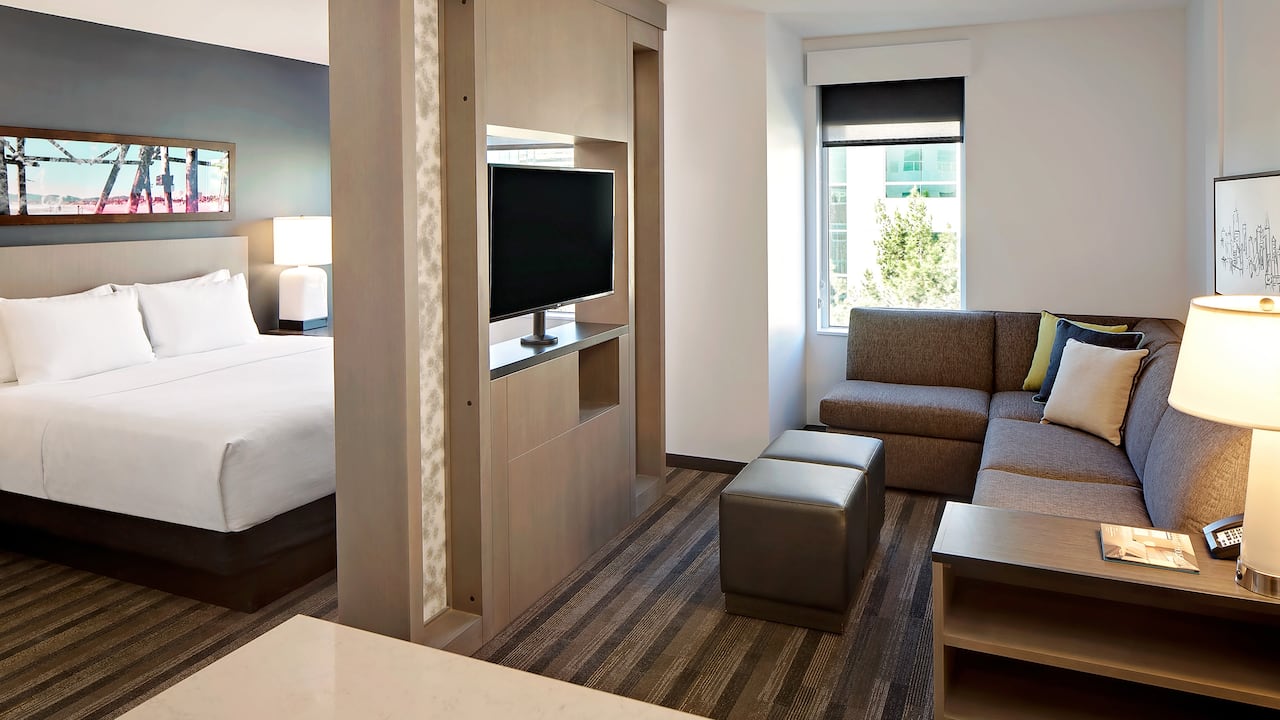 Studio Kitchen Suite living area with sofa bed at Hyatt House Irvine/John Wayne Airport