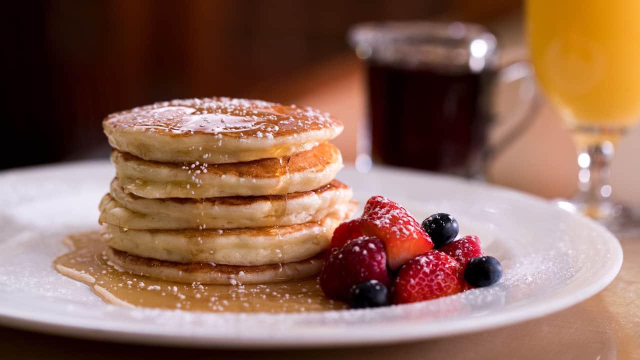B-Line Diner pancakes with coffee and orange juice