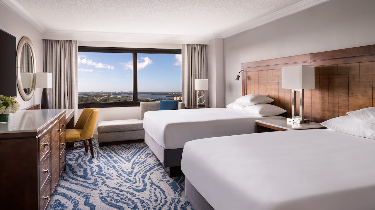 Orlando Florida Hotels with Double Queen Beds with a View at Hyatt Regency Orlando 