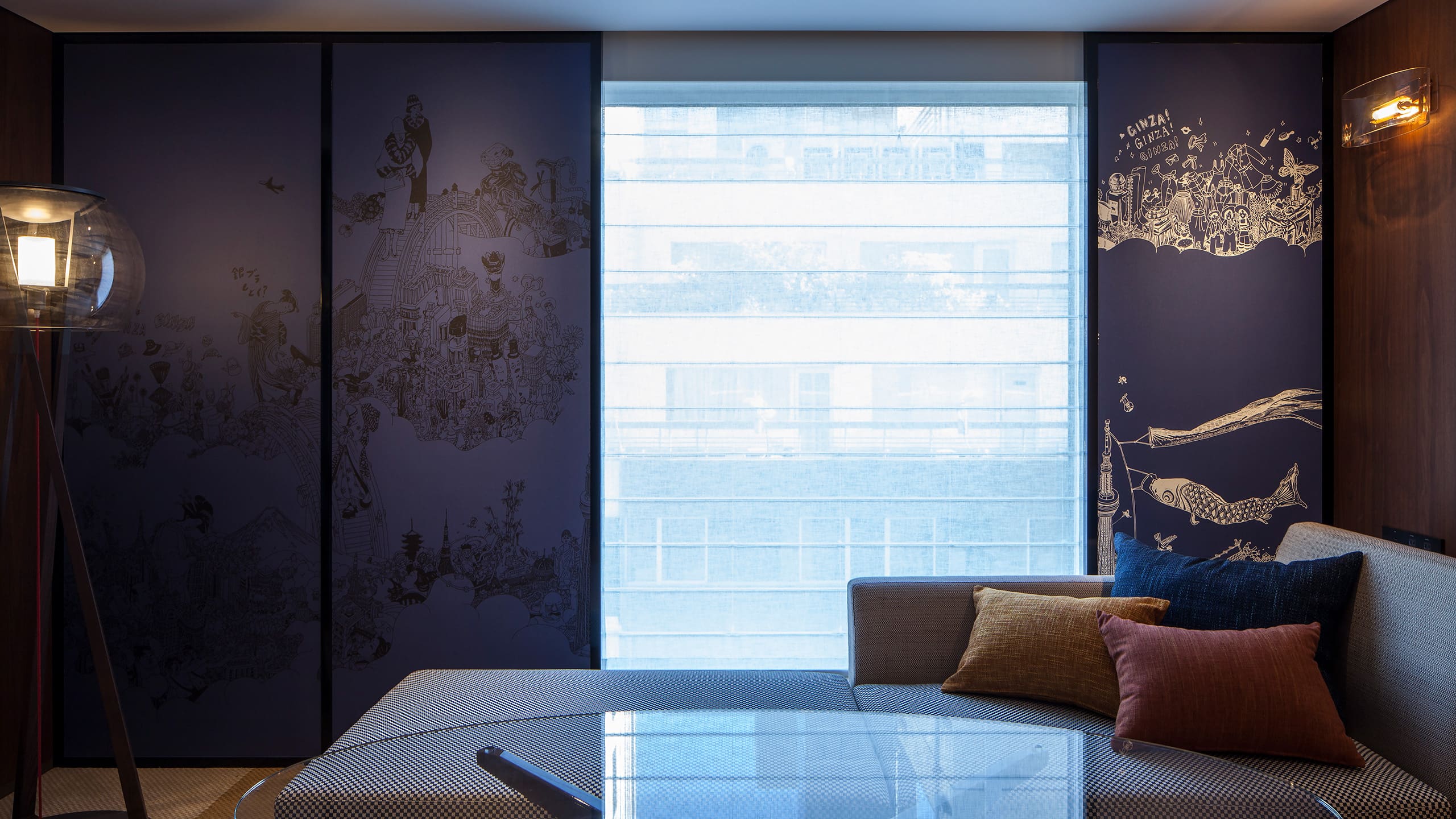 Hyatt Centric Ginza Tokyo Fusuma Artwork Blue Fashion