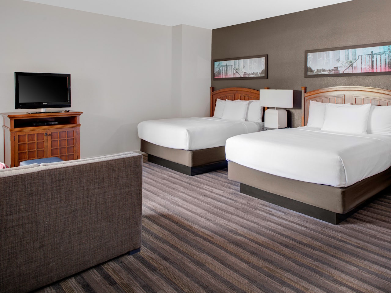 Double queen-size beds with tv at Hyatt House Parsippany East
