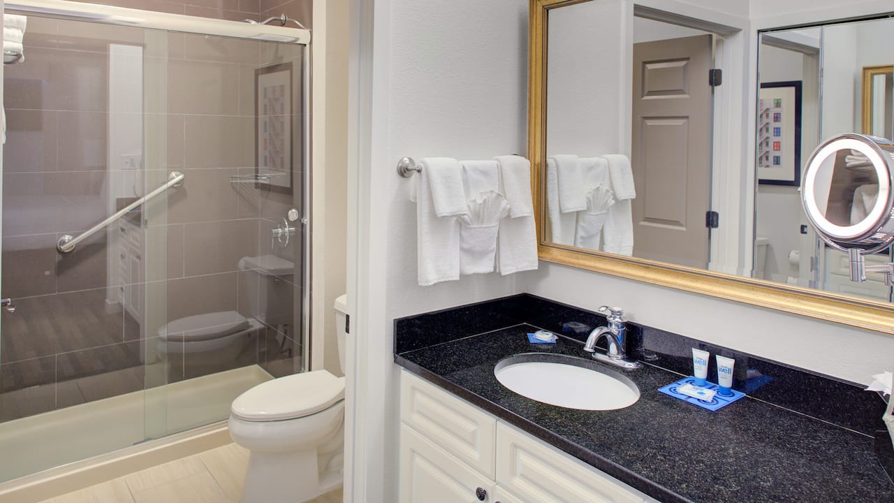 Parsippany hotel accessible shower with grab bars at Hyatt House Parsippany East