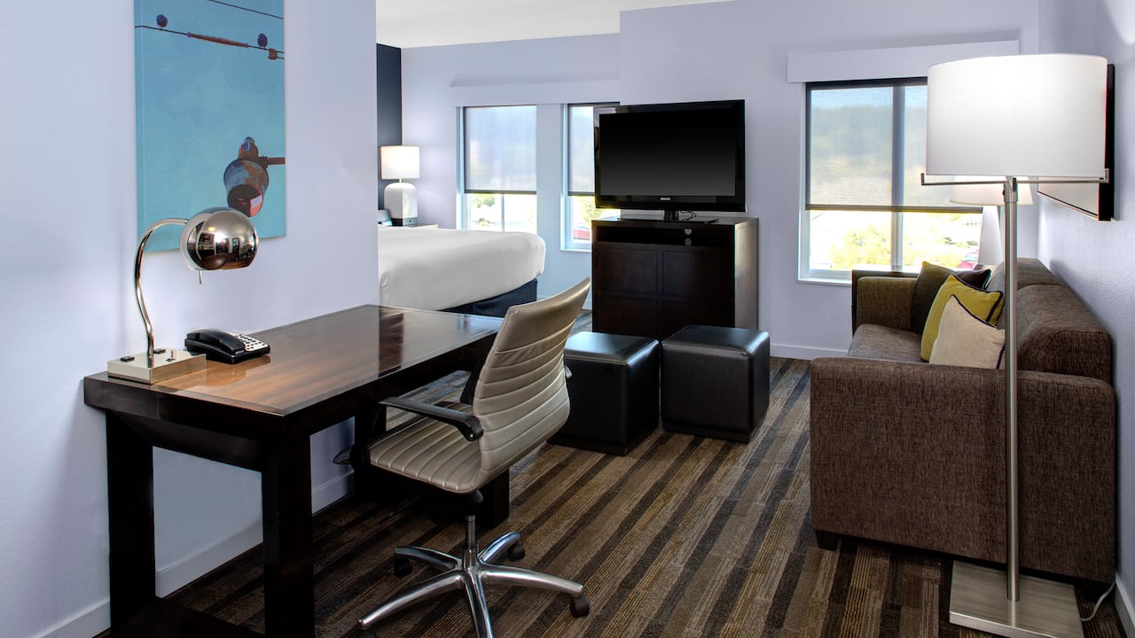 Hyatt House Raleigh Durham Airport King Bed with Pull Out Sofa Sleeper Bed Plus Work Desk in Raleigh
