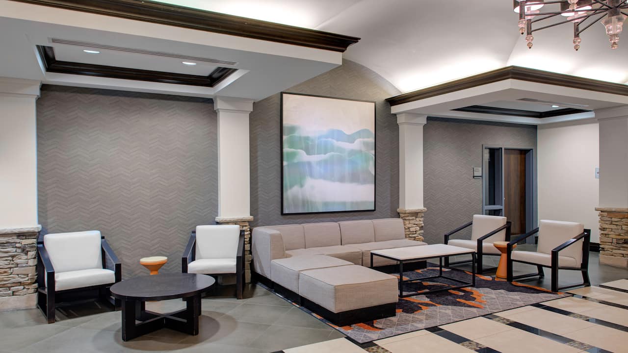 Lobby seating with common area at Hyatt House Sterling / Dulles Airport – North