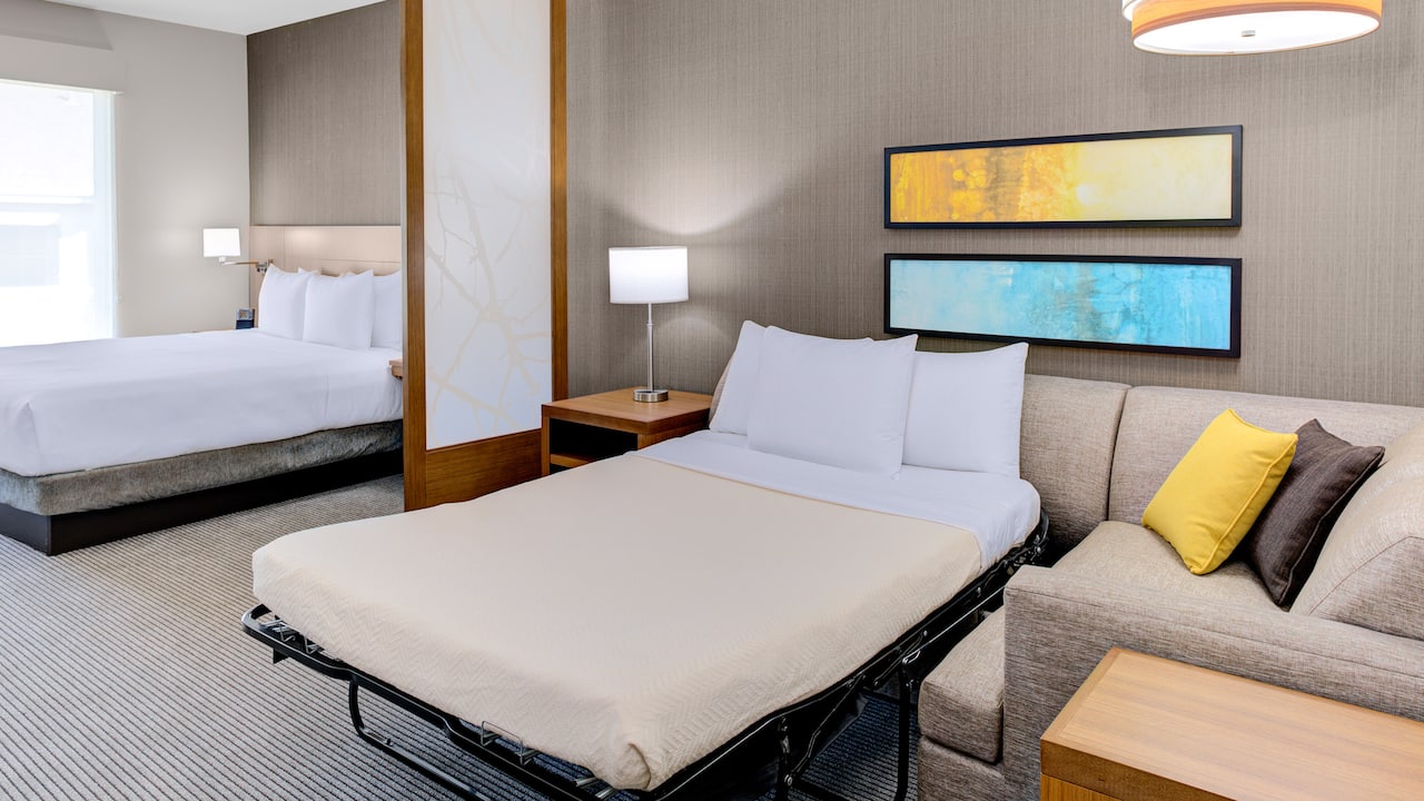 Beautifully designed single guestroom with pullout sofa-bed
