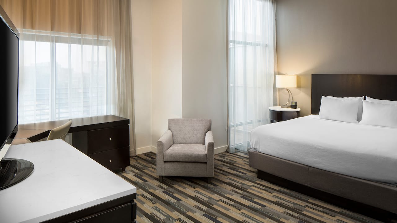 Hyatt House Charlotte / City Center Diamond Suite King Bed Guestroom Charlotte Center City Hotel