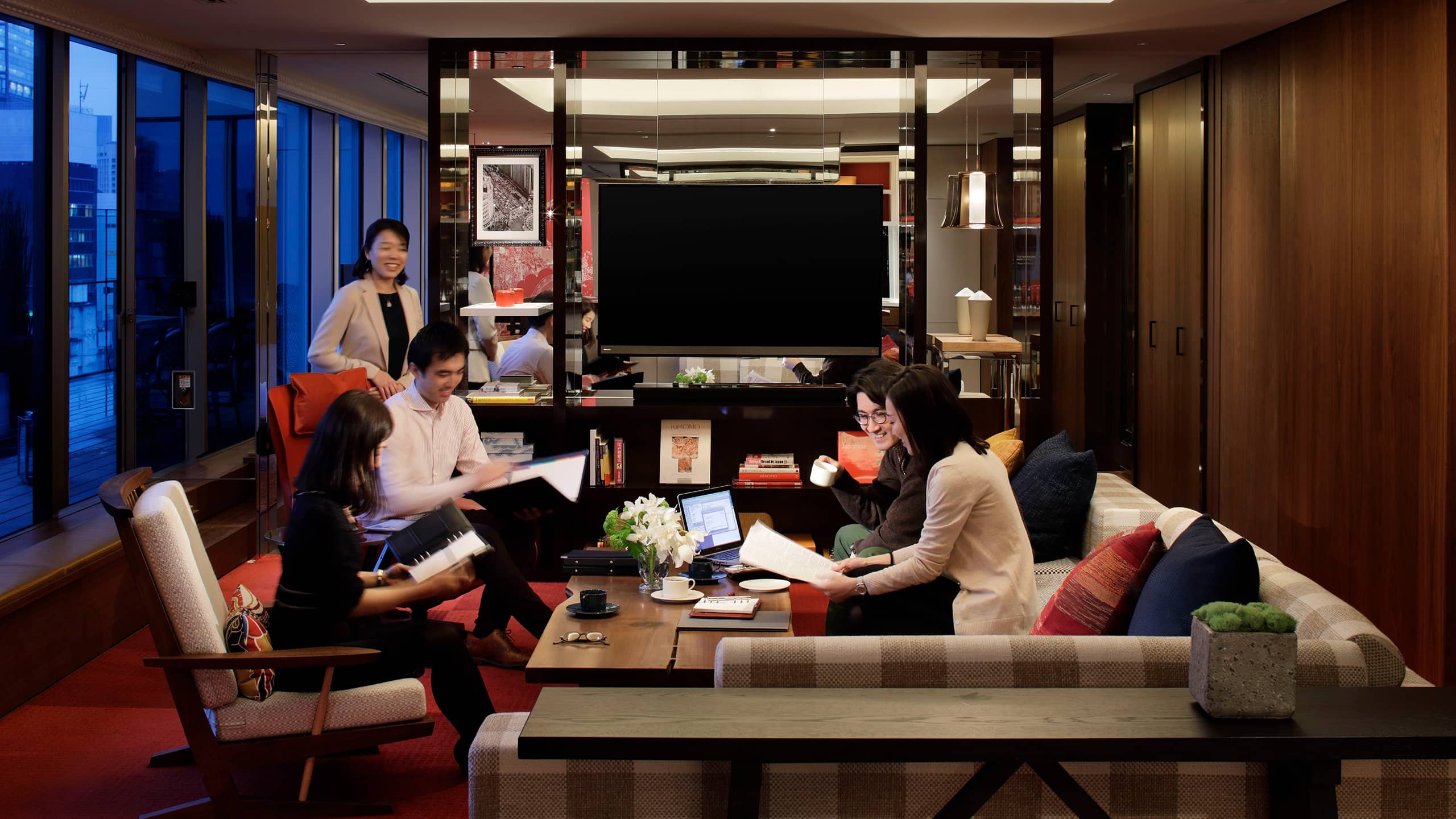 Hyatt Centric Ginza Tokyo Namiki Suite Living Area Evening