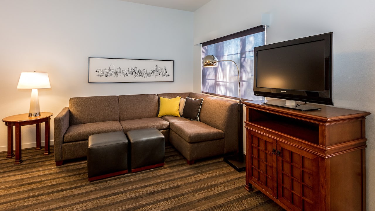 Hyatt House San Ramon Accessible Studio Suite Living Room with pull out Sofa Sleeper San Ramon