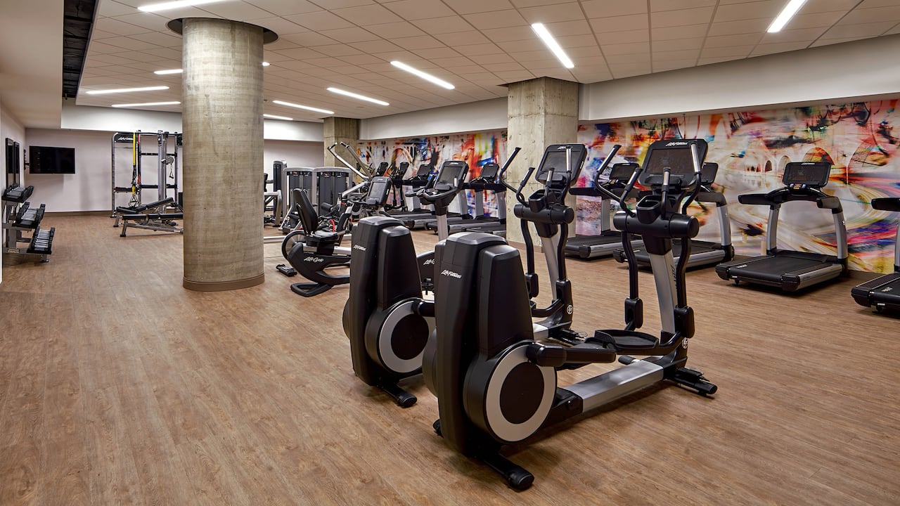 FItness Center equipped with elliptical machines and treadmills 