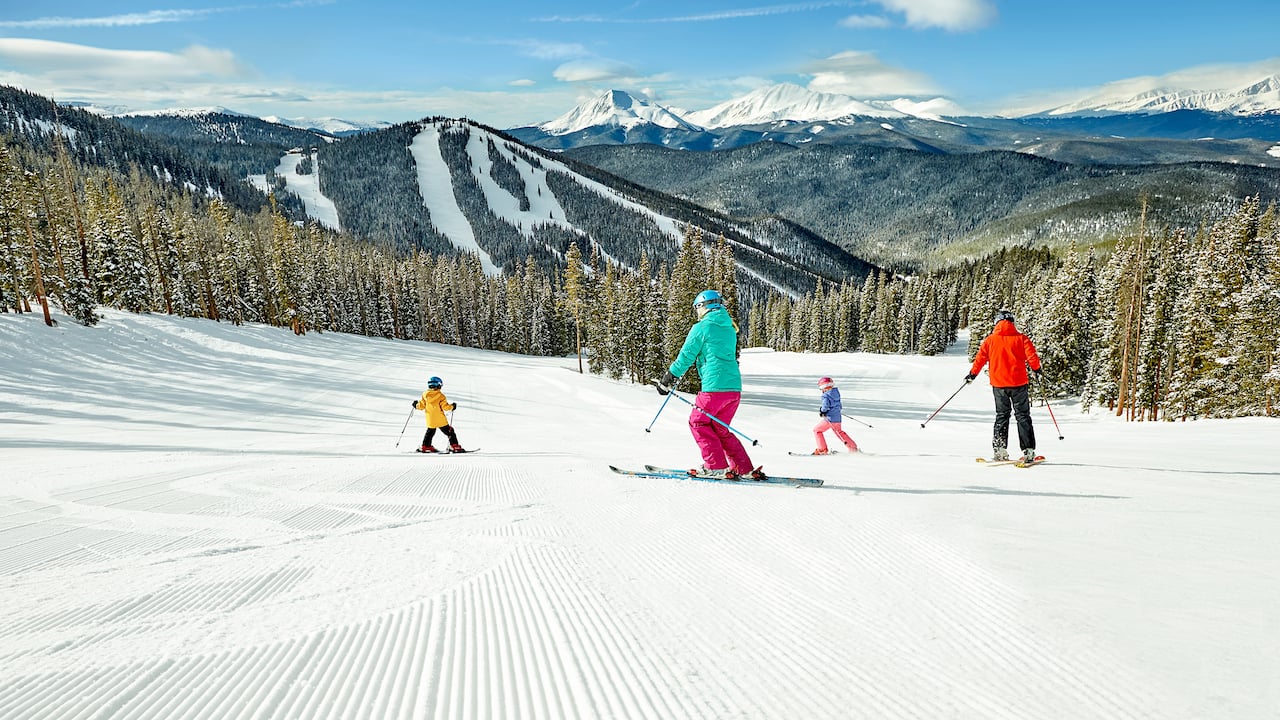 Winter Family Skiing View