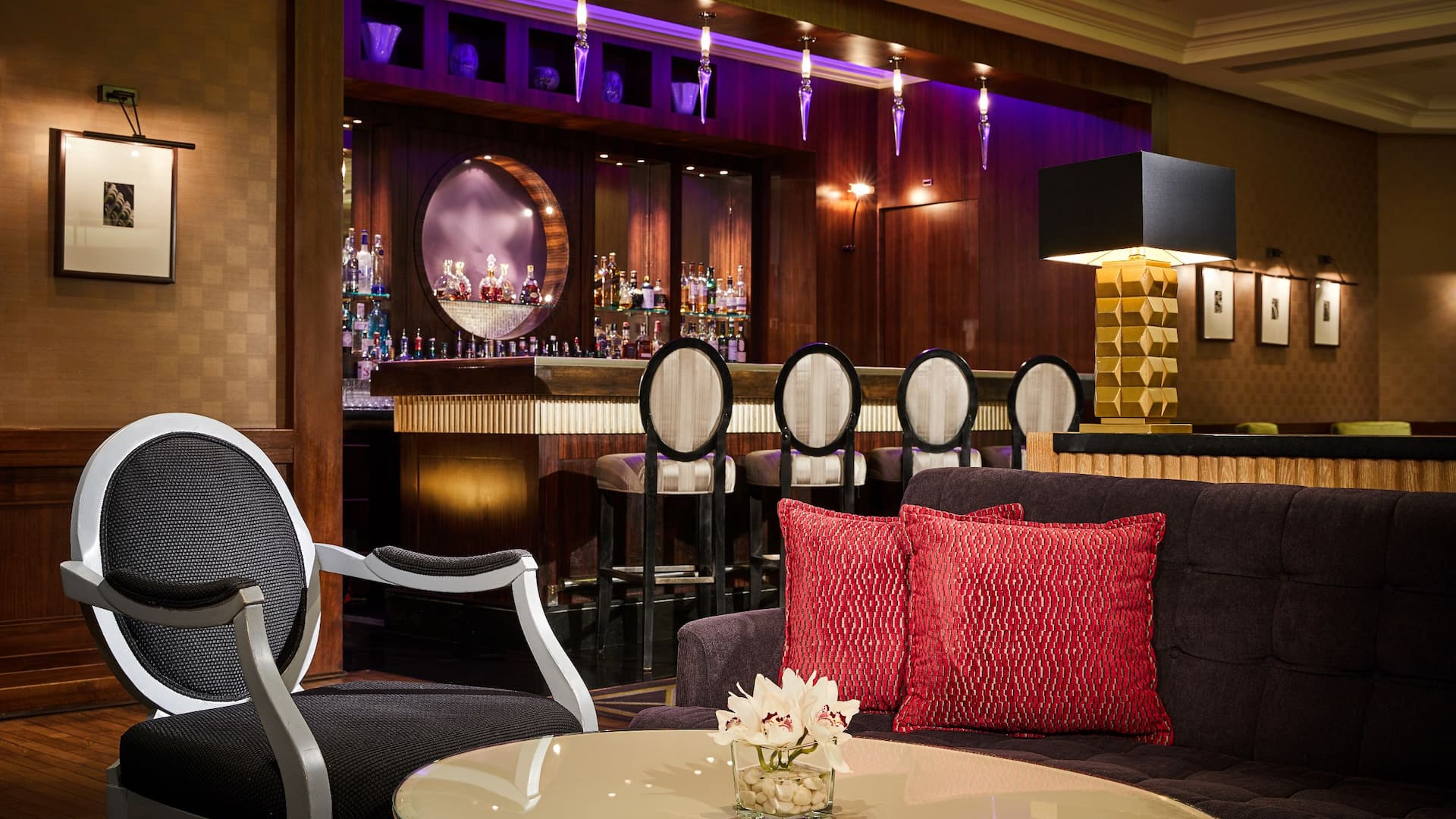 1 of 1 Stylish bar at Hyatt Regency Belgrade with cocktails, wines, and light bites in a sophisticated setting.