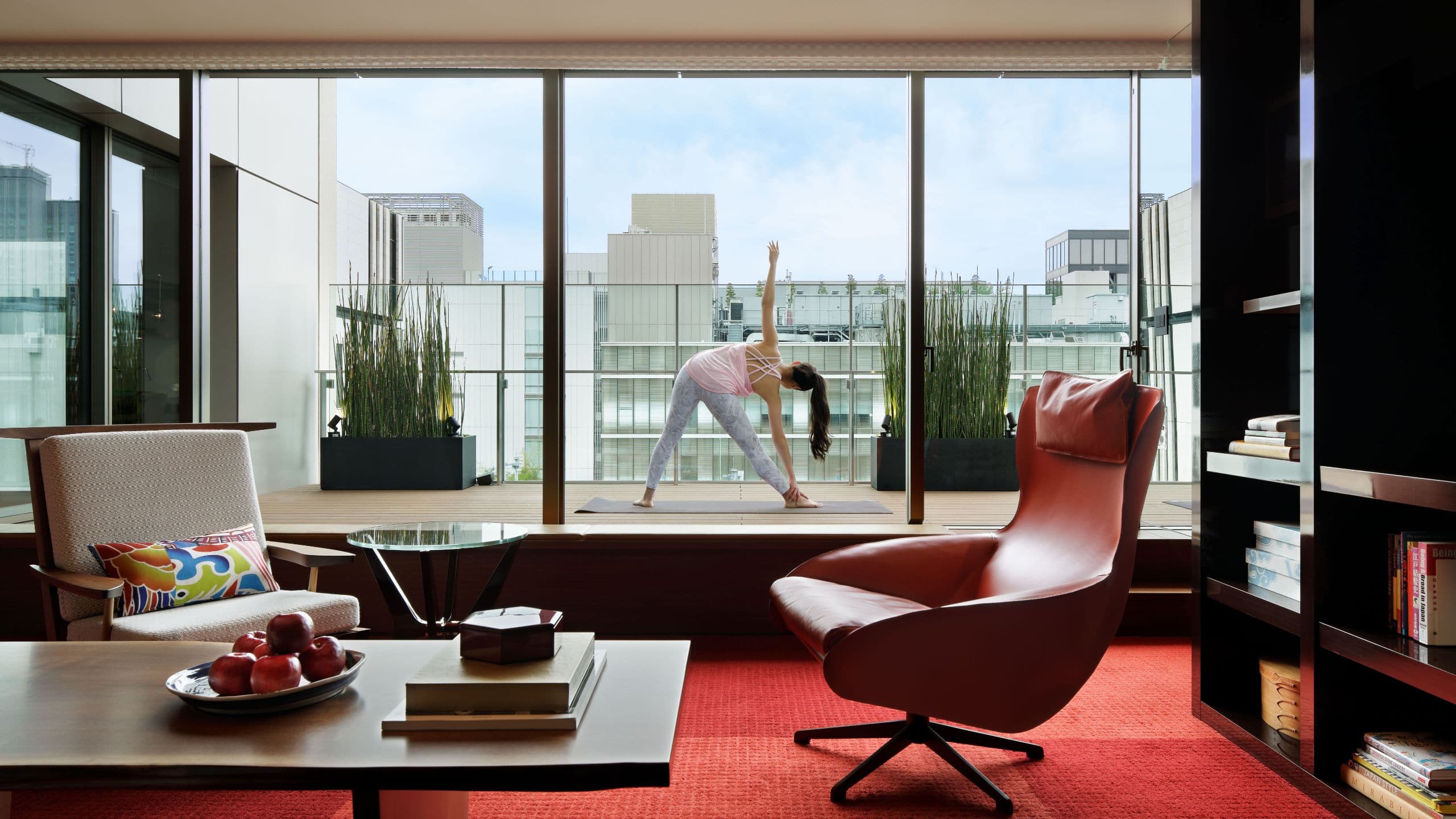 Hyatt Centric Ginza Tokyo Namiki Suite Terrace Yoga Stretch