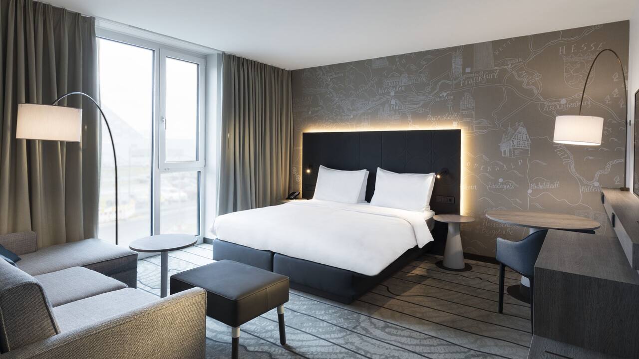 1 king standard roomy room with sofa at hyatt place frankfurt airport