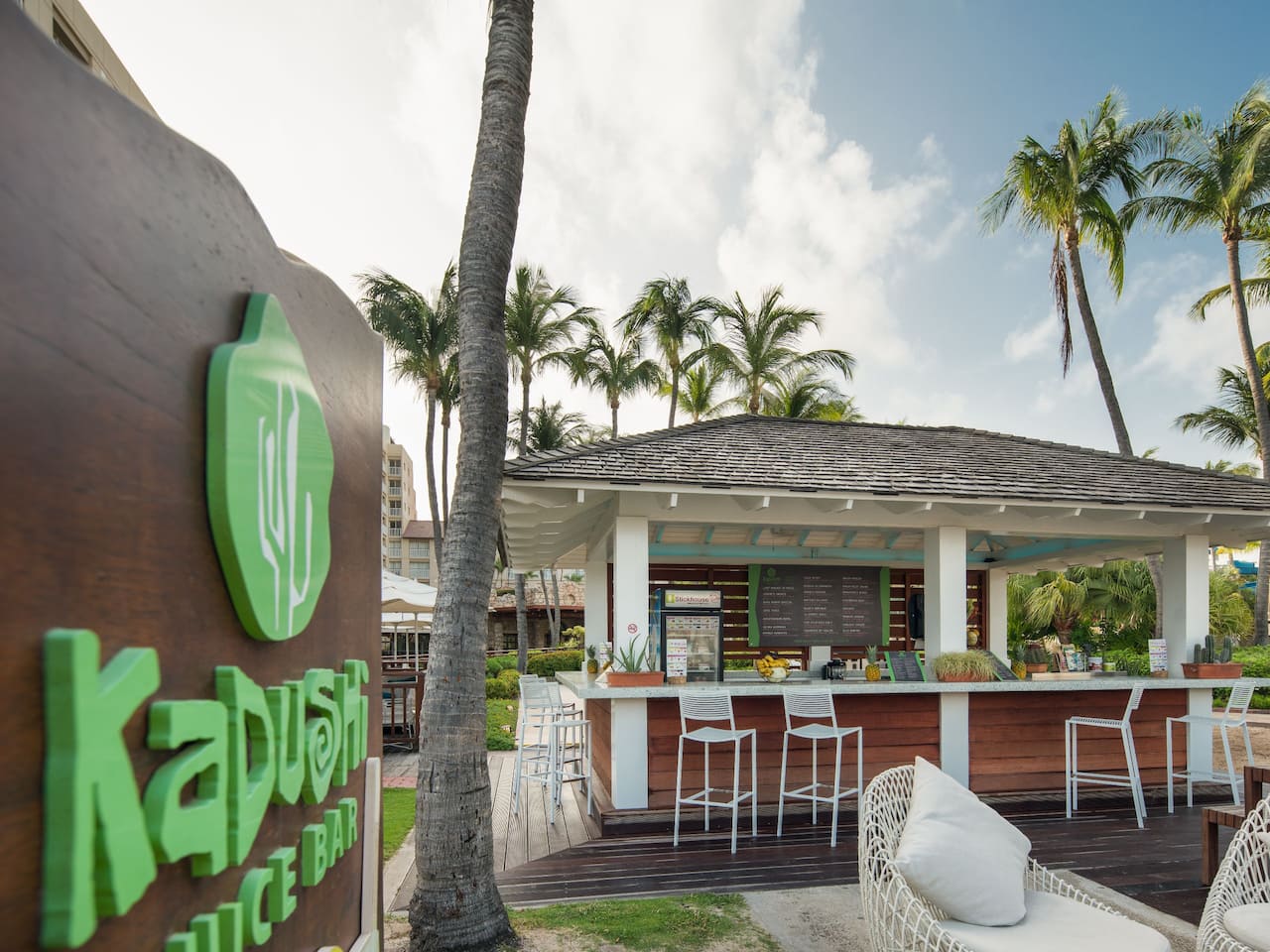 Exterior of Kadushi Juice Bar at Hyatt Regency Aruba Resort Spa and Casino