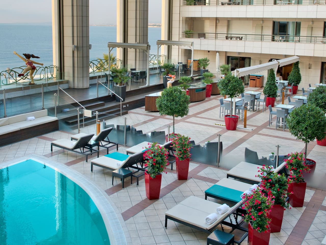 Pool View on the terrasse at Hotel Hyatt Regency Nice Palais De La Méditerranée