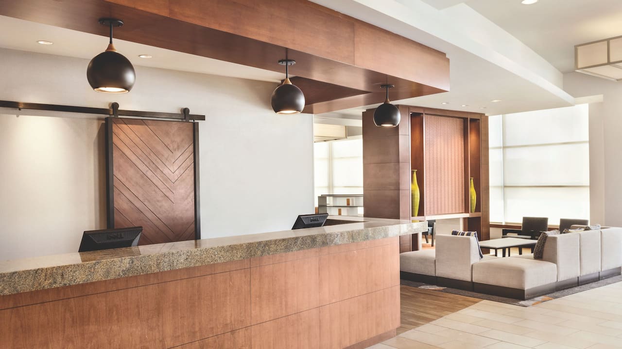 Feel at home in our modern lobby area. 