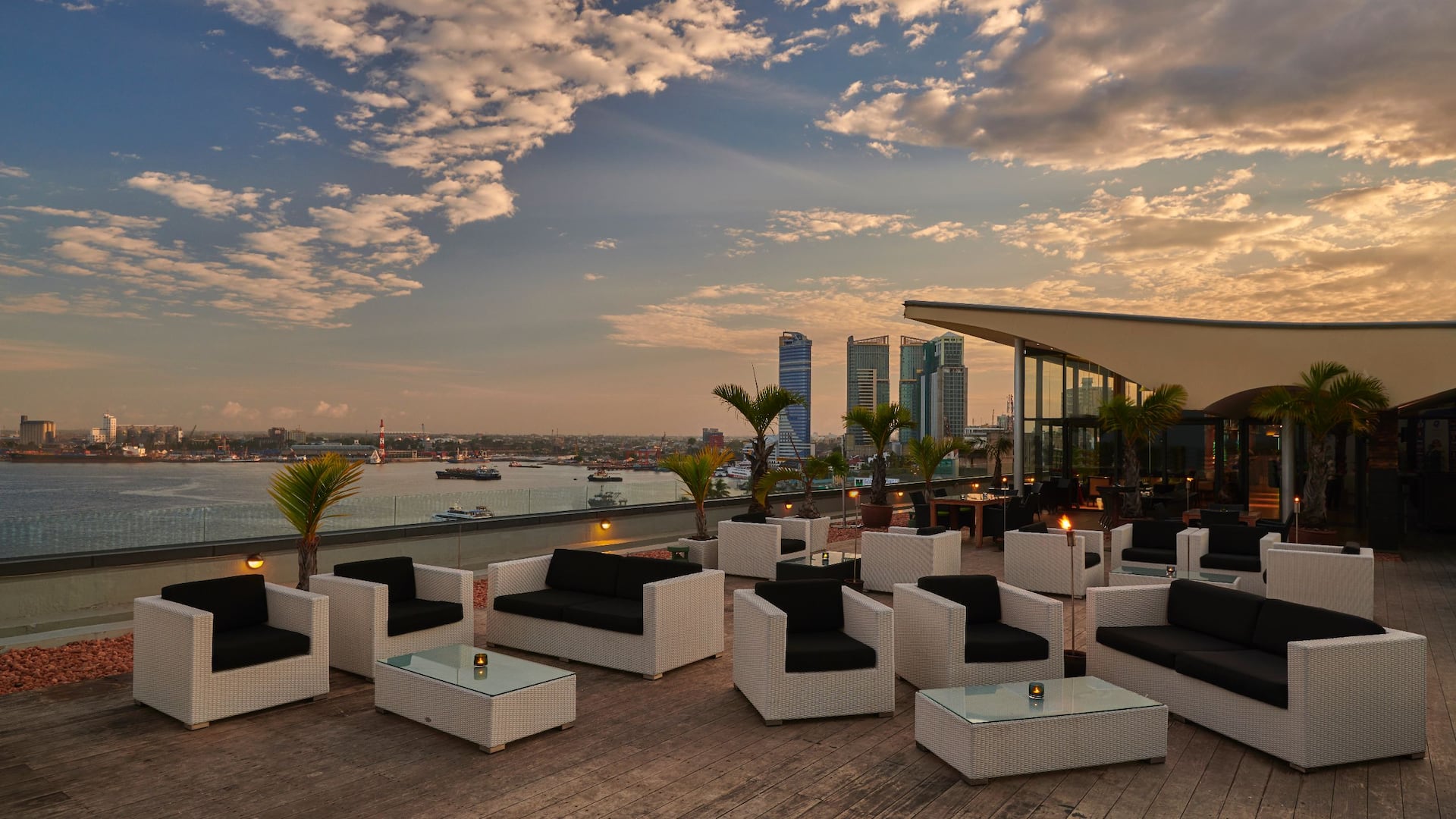 Hyatt Regency Dar es Salaam, The Kilimanjaro Level 8 Rooftop Bar Sunset