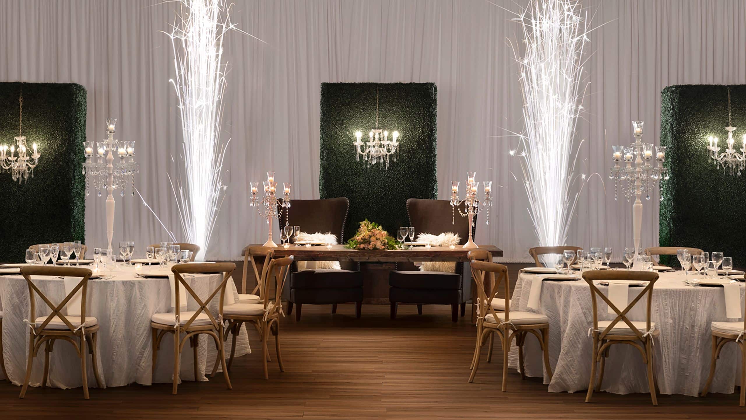 Hyatt Regency Hill Country Resort and Spa Pavilion Wedding Reception Tables Fireworks