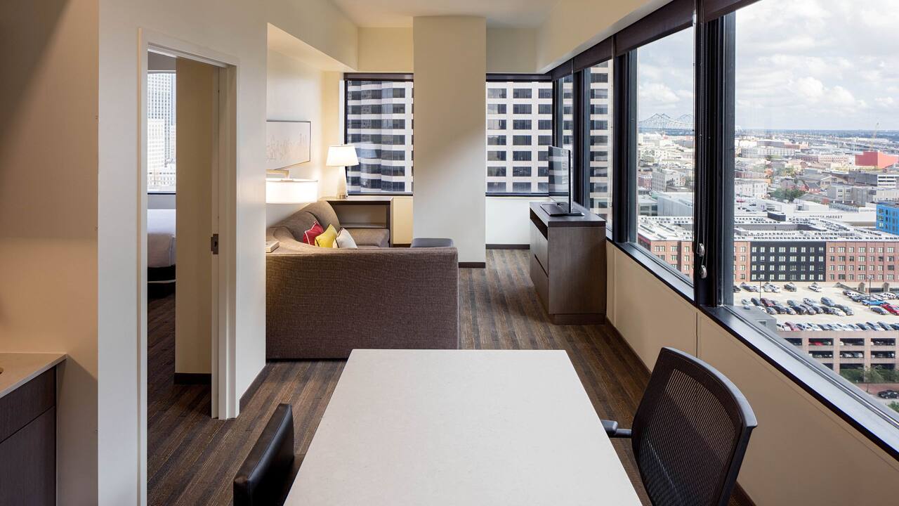 Suite Living Room at Hyatt House New Orleans Downtown