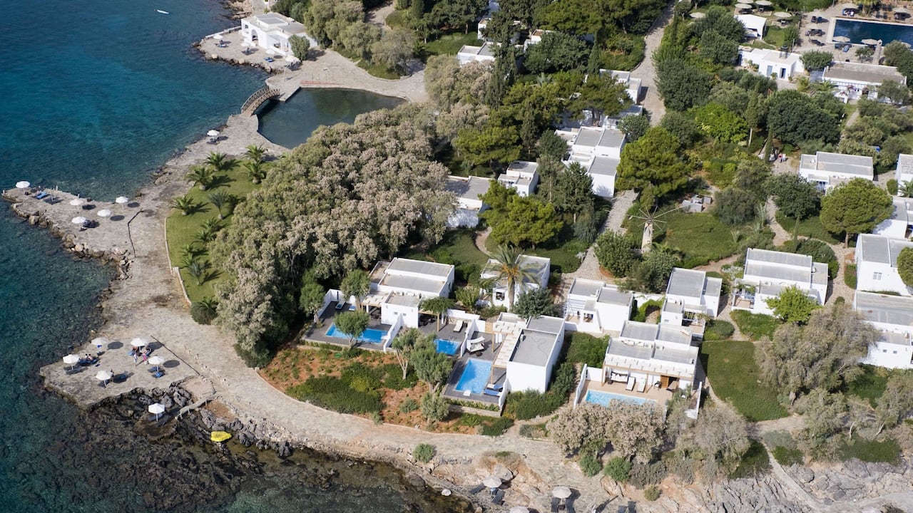 Aerial view of Minos Beach Art Hotel