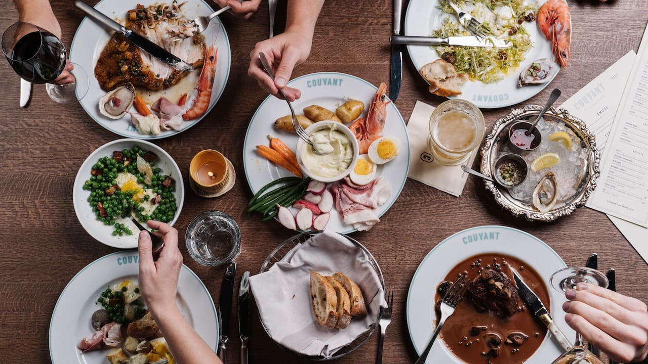 Full table of delicious French Food and more catered from our own Couvant restaurant.