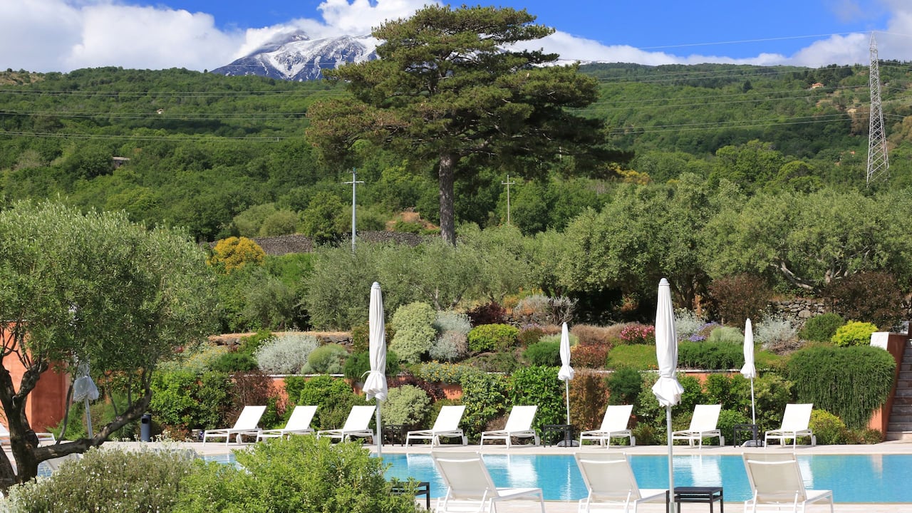 Swimming Pool with Mount Etna Views