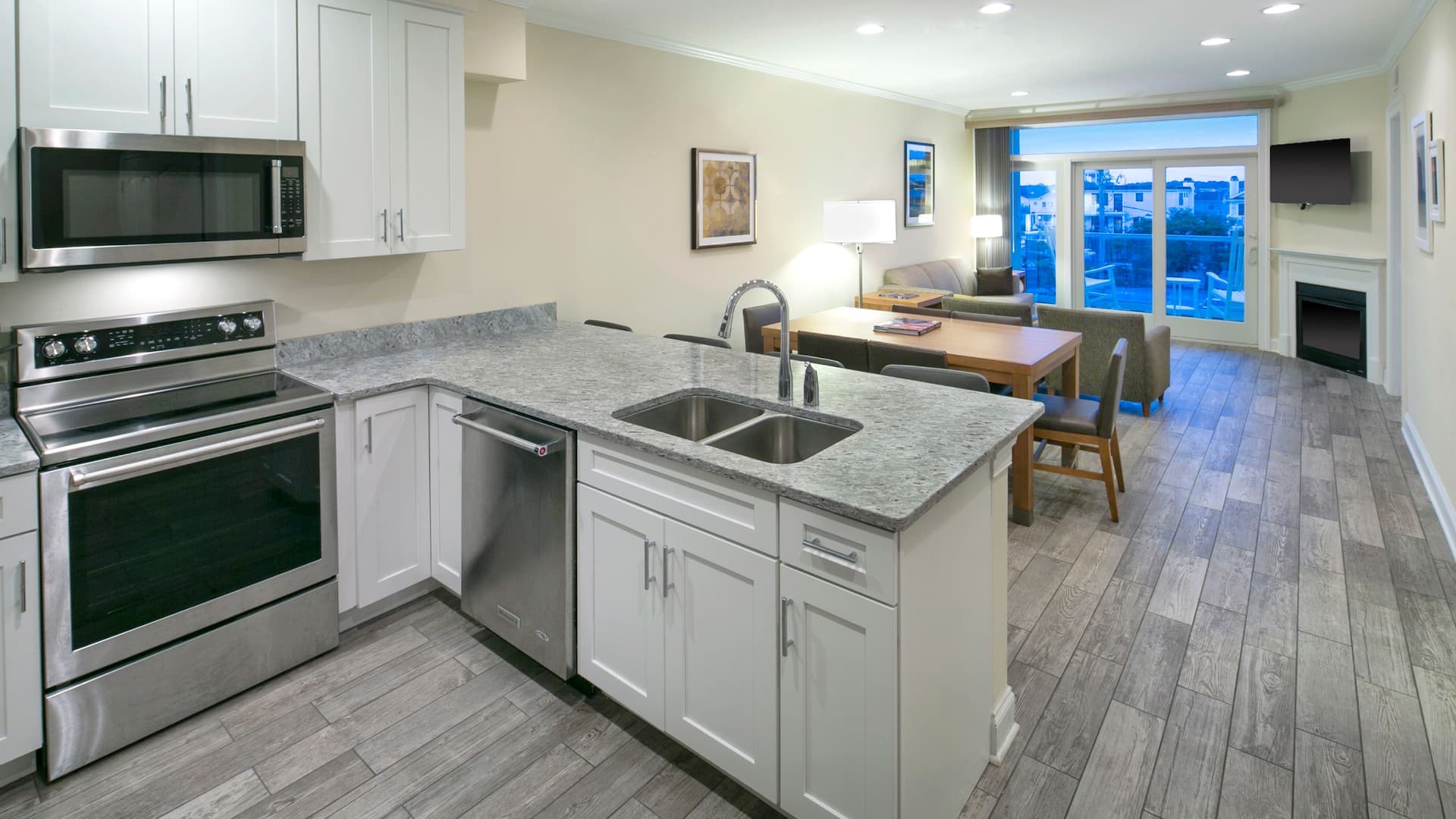 Hyatt Place Dewey Beach Living Room Kitchen View