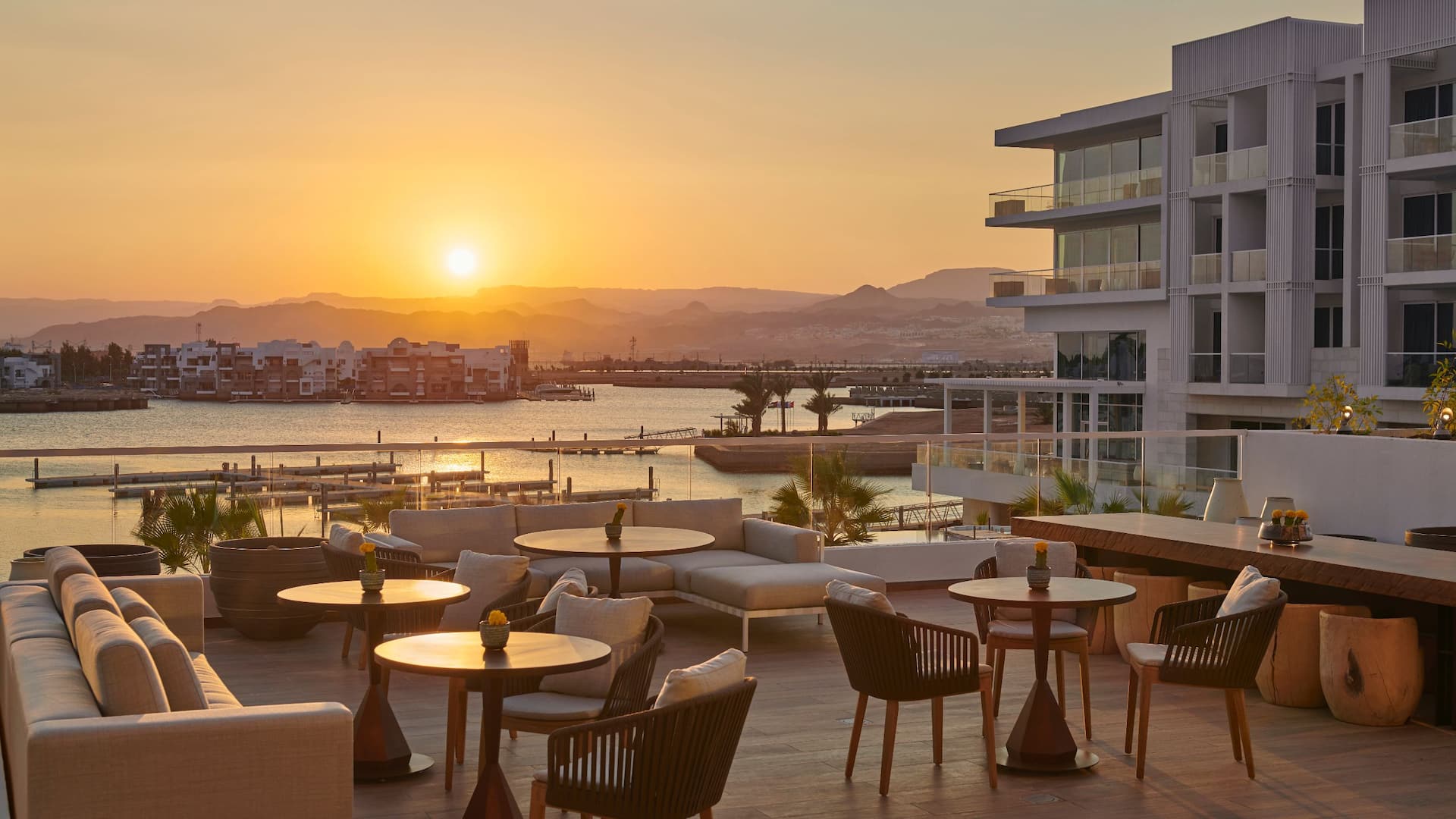 Hyatt Regency Aqaba Ayla Vista Lounge and Bar Terrace Sunset