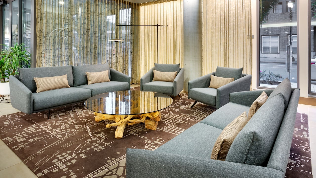 Hotel with Lobby Seating Area at Hyatt House Portland Downtown