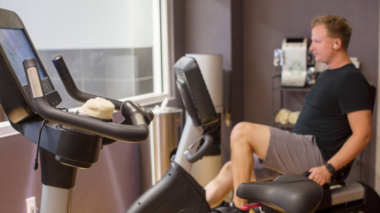 Exercising in Fitness Center