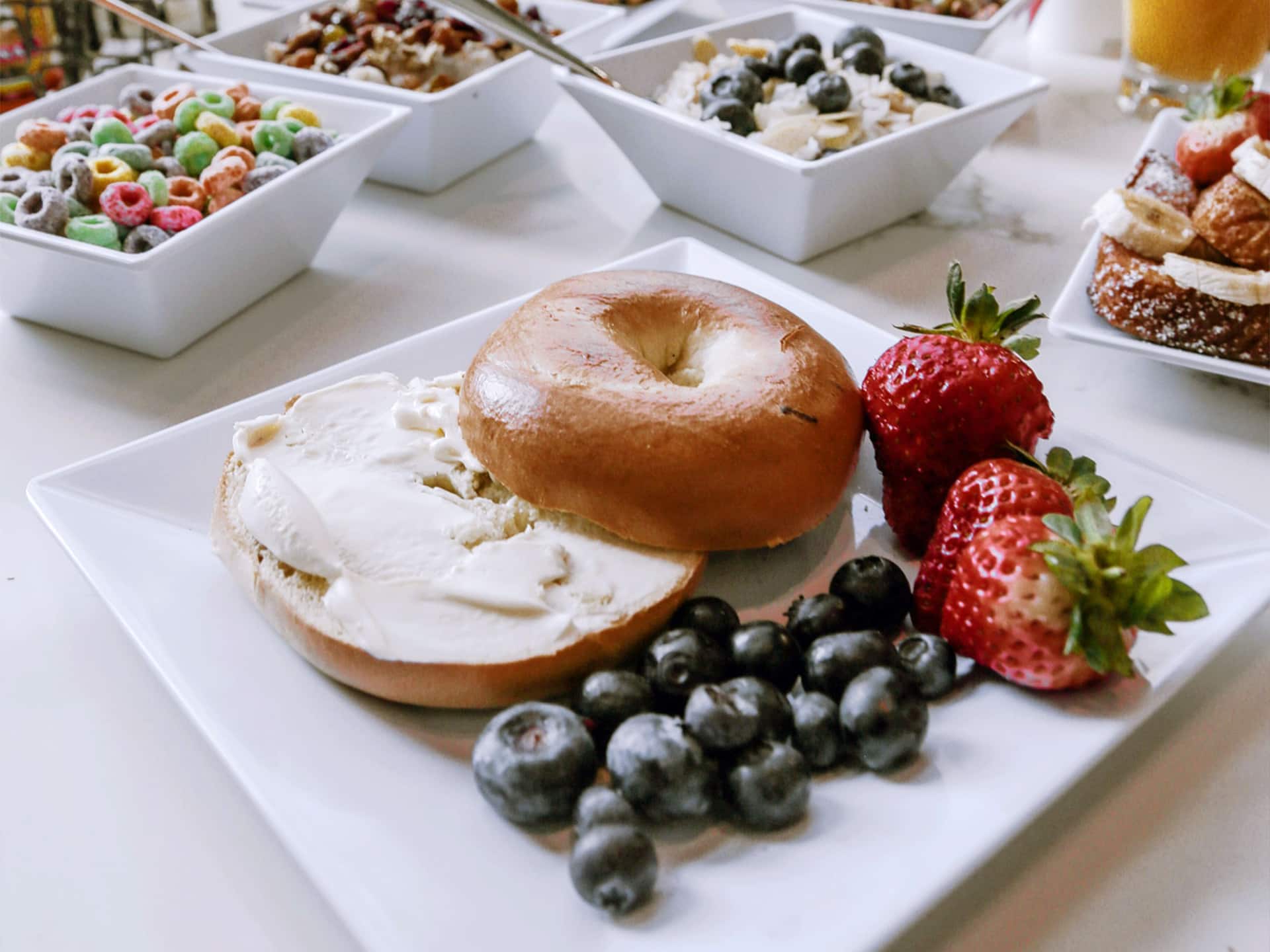 Hyatt Place Breakfast Bagel and Fruit