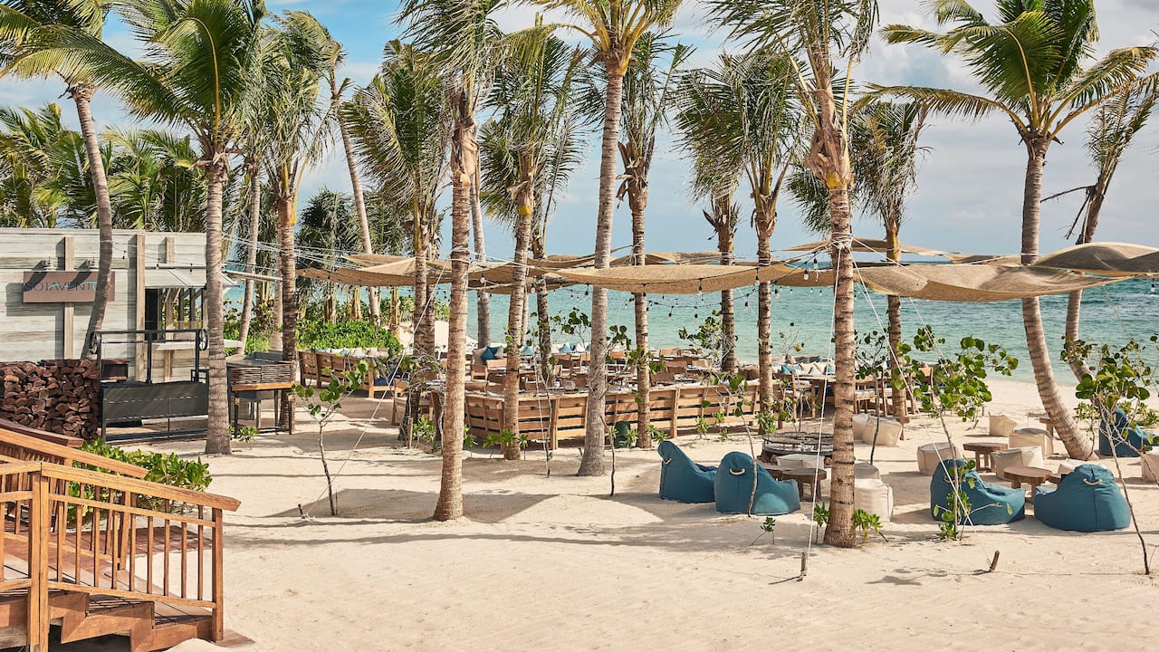 Beachside seating near the Riviera resort