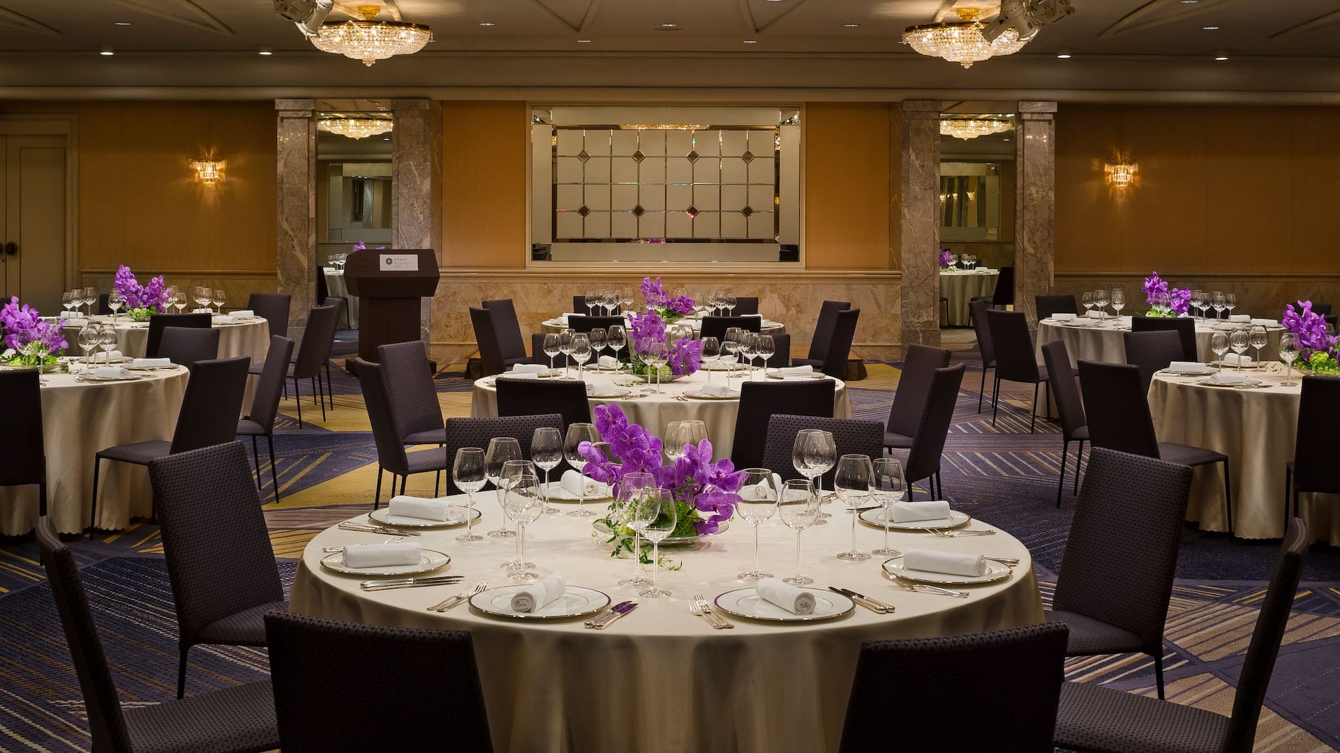 1 of 2 Hyatt Regency Tokyo Banquet Room Crystal Dinner Setup