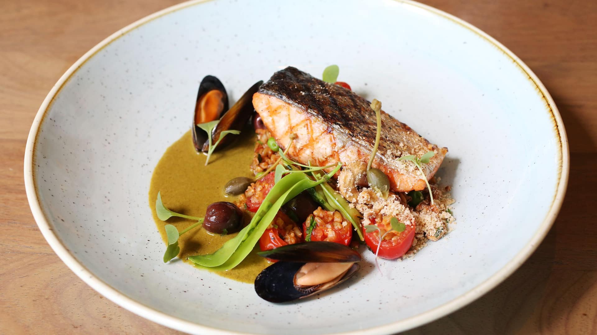 Grand Hyatt Rio de Janeiro Salmon with Vegetable Risotto